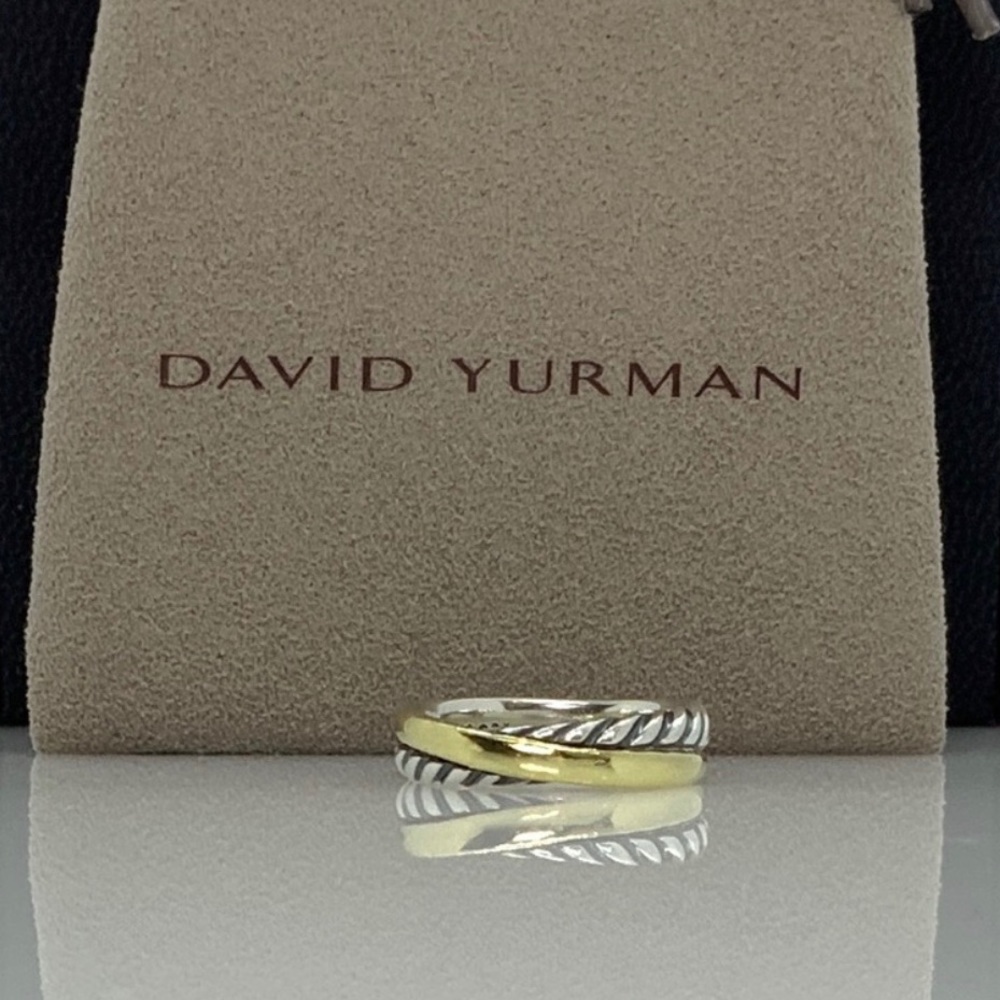 David Yurman 925 & 18k gold crossover ring size 5